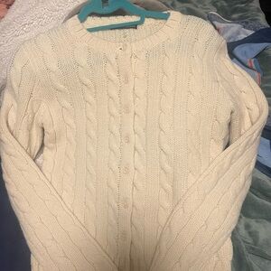Brandy Wool Cream Cable Knit Sweater